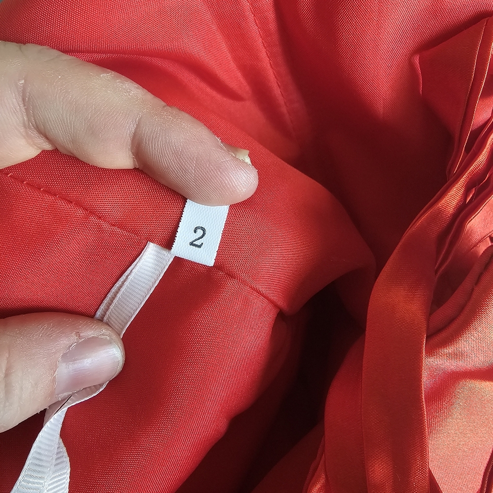 Red Ruched Off-Shoulder Prom Gown - Picture 7 of 7